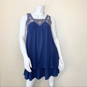 Blu Pepper Blue Boho Trapeze Dress